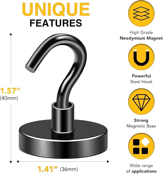 DIYMAG Magnetic Hooks, 170lbs Heavy Duty Magnets - Image 2