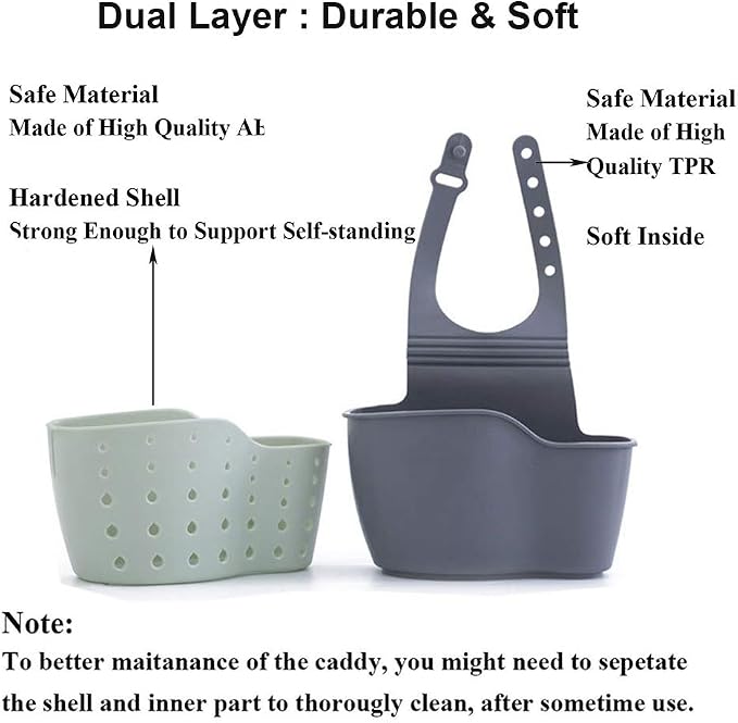 EC ELEGANTCHARM Kitchen Sink Caddy Sponge Holder Silicone Plastic Soap Holder - Image 4