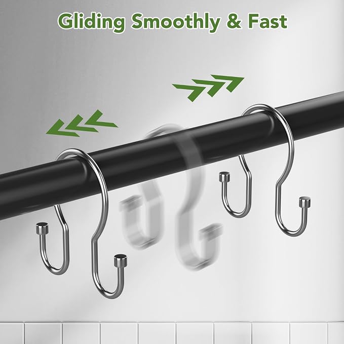 Goowin Shower Curtain Hooks, Simple Shower Curtain Rings, Sturdy Shower Curtain - Image 6