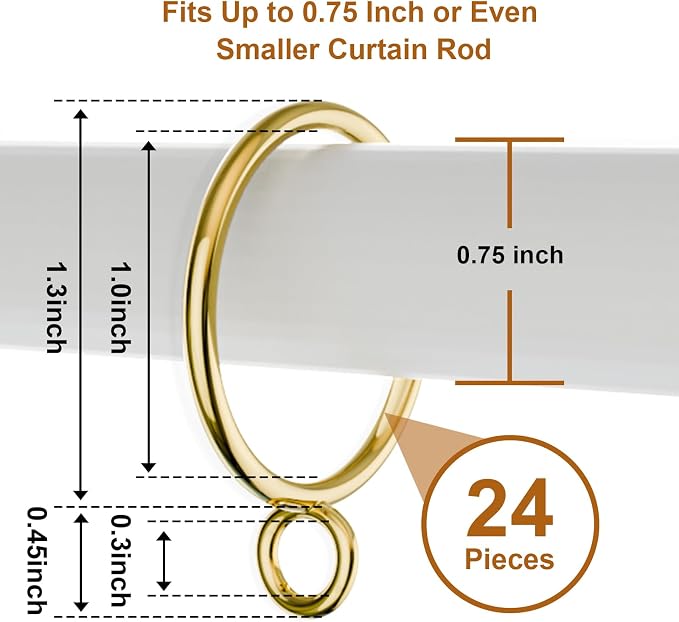 24 Packs Gold Metal Curtain Rings - Image 2
