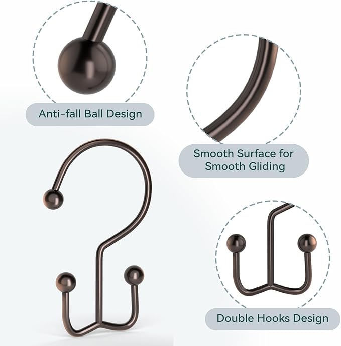 24 Pcs Shower Curtain Hooks, Goowin Shower Curtain Rings, Durable Rust Proof - Image 5