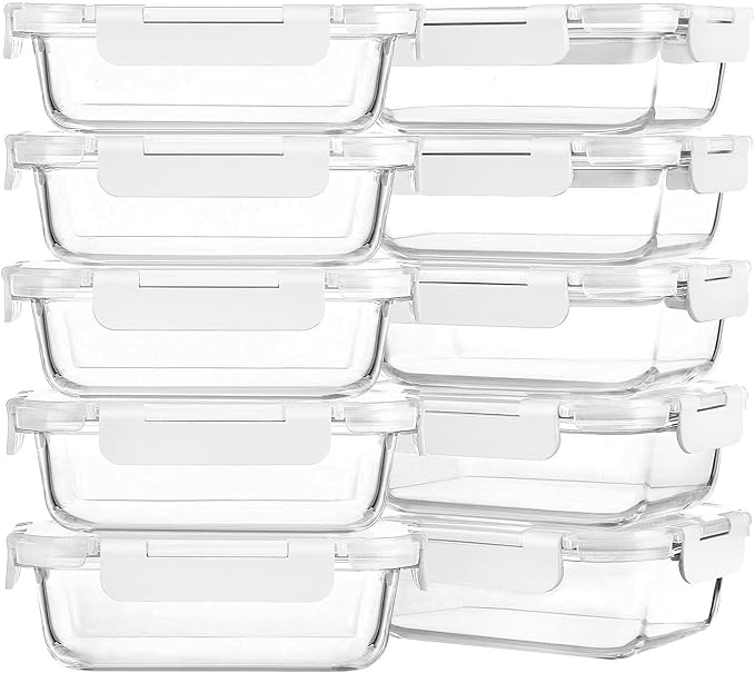 M MCIRCO 10 Pack, 22 oz Glass Food Storage Containers by MMCIRCO