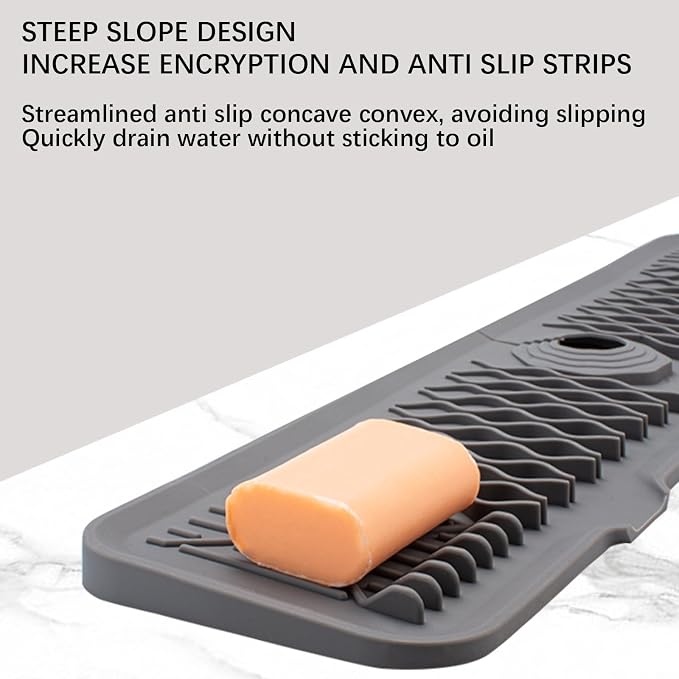 Faucet Mat for Kitchen Sink Silicone Sink Splash Guard 5° Slope Faucet Draining - Image 4