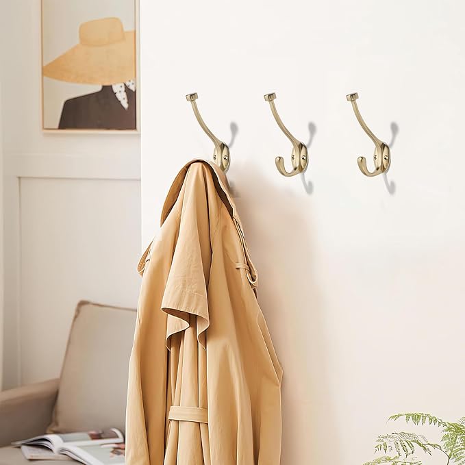The 3 Pack 5-1/2 inch Champagne Bronze Coat Hook zinc Alloy mudroom Hooks is - Image 3