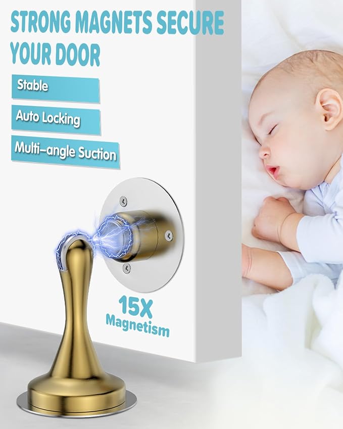 Door Stoppers Magnetic Door Catch No Drill Stainless Steel Doorstop 1 Pack | - Image 4