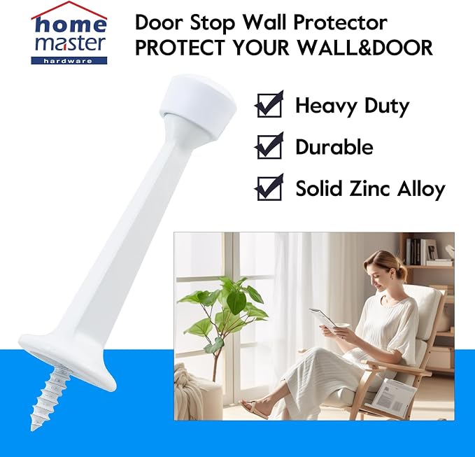 HOME MASTER HARDWARE 3" Heavy Duty Solid Door Stop, 8 Pack, Screw-In - Image 2