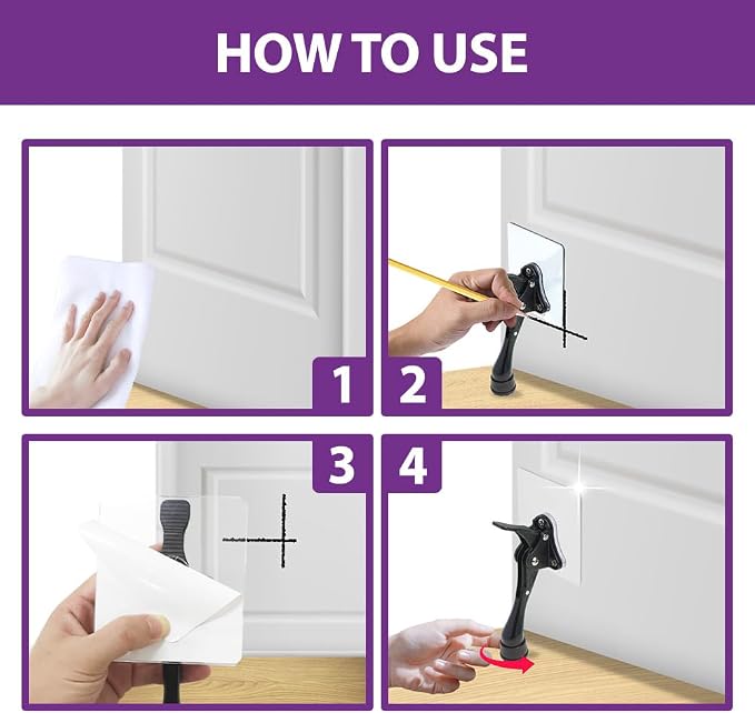 Door Stopper with Adhesive Bracket Stickers, No Drilling or Tools Needed - Image 2