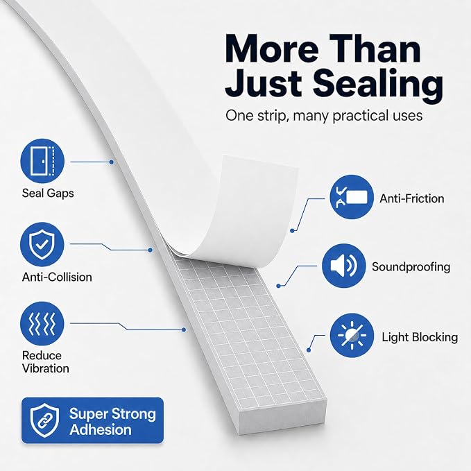 1" x 2" EVA Foam Weather Stripping Tape, 6.5FT Self-Adhesive Foam Seal Strip - Image 4