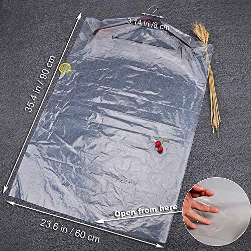 10Pcs Transparent Plastic Garment Covers 35.4inch Hanging Clothes Dust-Proof - Image 3