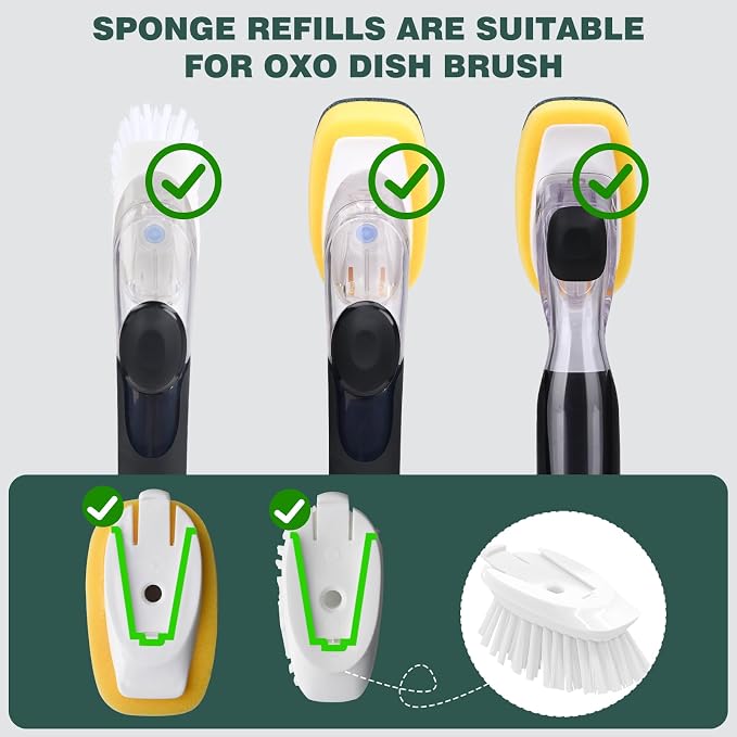 Sponge Brush Refills for OXO Soap Dispensing Dish Brush 4 Pack Refill Heads | - Image 2