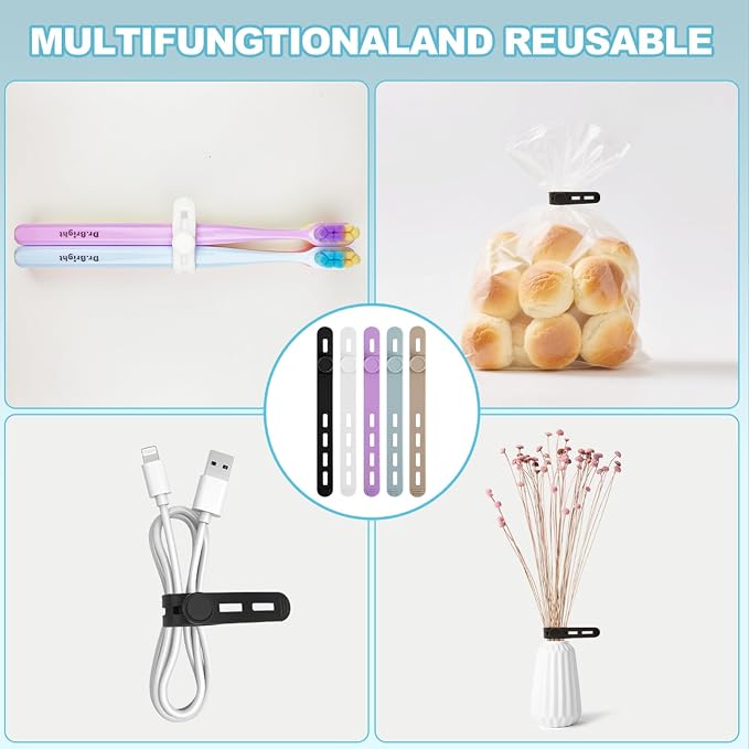 30 Pcs Cable Ties ，Silicone Cable Ties, Reusable Cord Organizer - Image 6