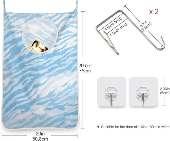 1PC Hanging Laundry Hamper Bag Over the Door Laundry Hamper Wall Hamper Large - Image 3