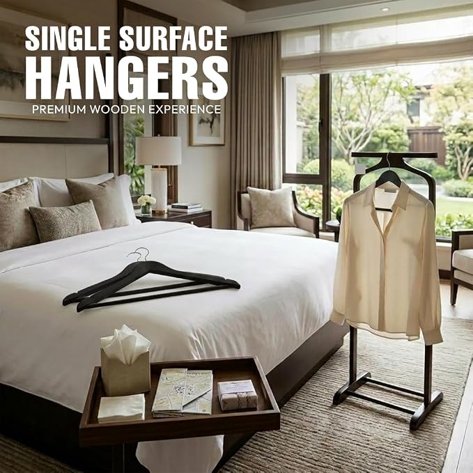 Utopia Home Wooden Hangers 90 Pack – Slim Suit Hangers Black | 360° rotatable - Image 3