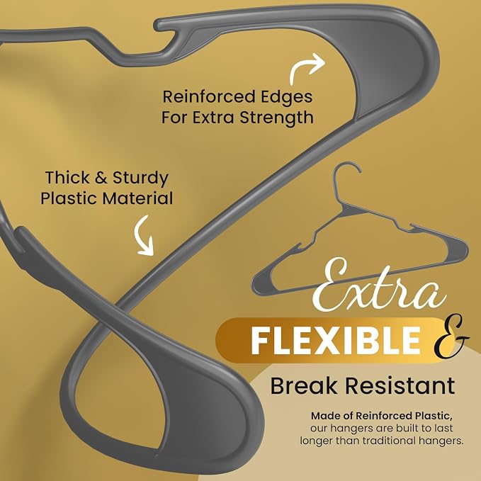 30 Pack Adult Plastic Hanger for Shirt Pants Coats Dresses Skirts Suits Jackets - Image 3