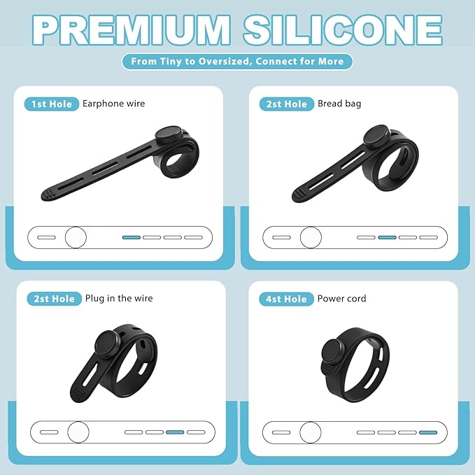 30 Pcs Cable Ties ，Silicone Cable Ties, Reusable Cord Organizer - Image 2