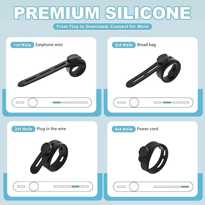 15 Pcs Cable Ties ，Silicone Cable Ties, Reusable Cord Organizer - Image 3