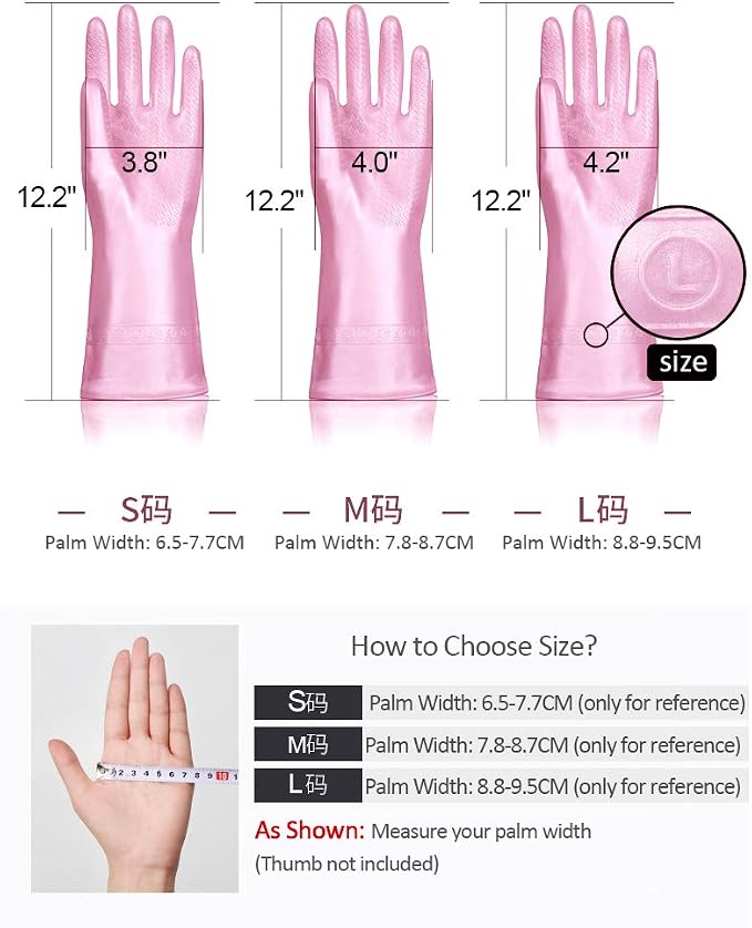 Alimat PluS Kitchen Cleaning Gloves Latex Free, Cotton Flock Liner, Large | 3 - Image 2
