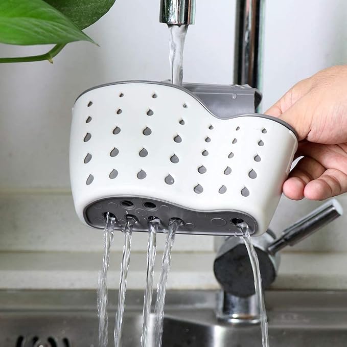 Kitchen Sink Caddy Sponge Holder Silicone Plastic Soap Holder Hanging Ajustable - Image 2