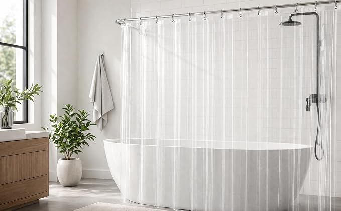 EHZNZIE Frosted Heavy Duty Shower Curtain Liner 72x72, PEVA Waterproof Bath - Image 7