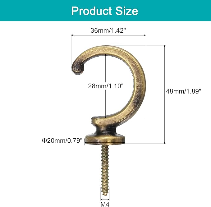 uxcell 2Pcs Curtain Holdback, Aluminum Alloy Wall Mounted Curtain Holders - Image 2