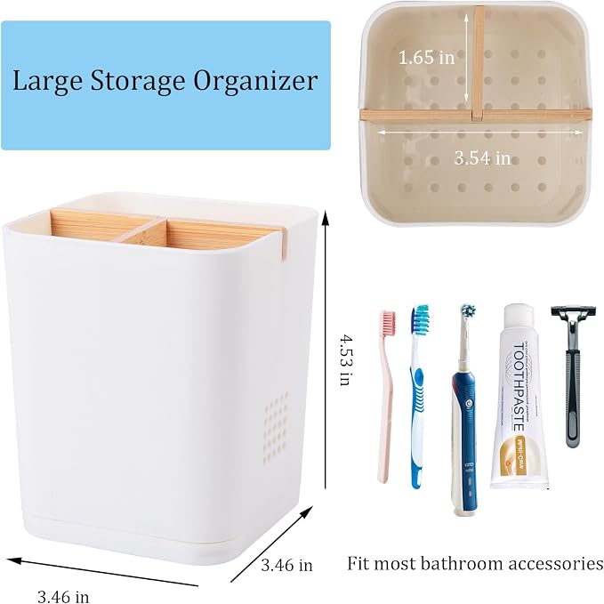 Electric Toothbrush Holder Tooth Brush and Toothpaste Organizer, Drainage Holes - Image 4
