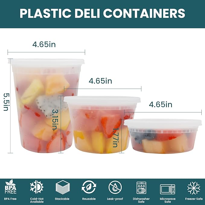 WGCC Deli Containers with Lids 48 Sets- Disposable Soup Containers 8oz - Image 2