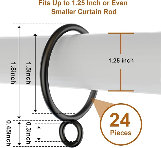 24 Pack Metal Curtain Rings - Image 2