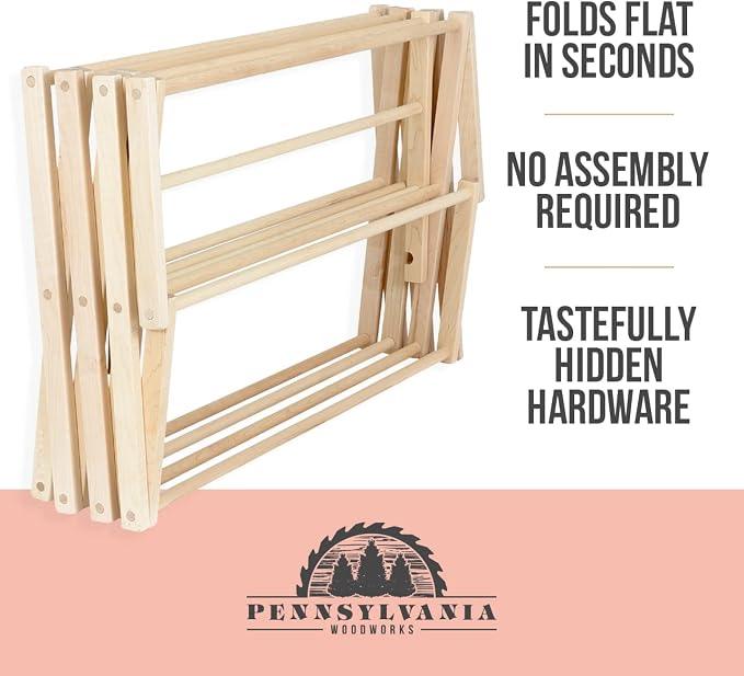 Clothes Drying Rack: Solid Maple Hardwood Laundry Rack - Image 7
