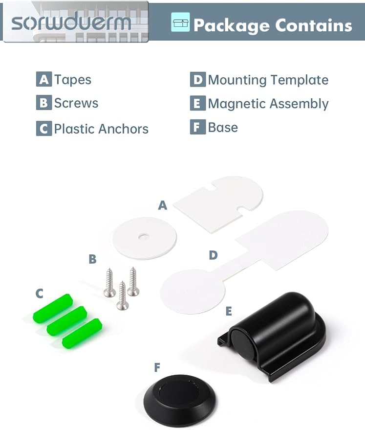2 Pack Black Door Stopper Magnetic Door Cathc Matte Black Floor Mounted Door - Image 8