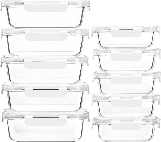M MCIRCO 10 Pack Glass Food Storage Containers by MMCIRCO
