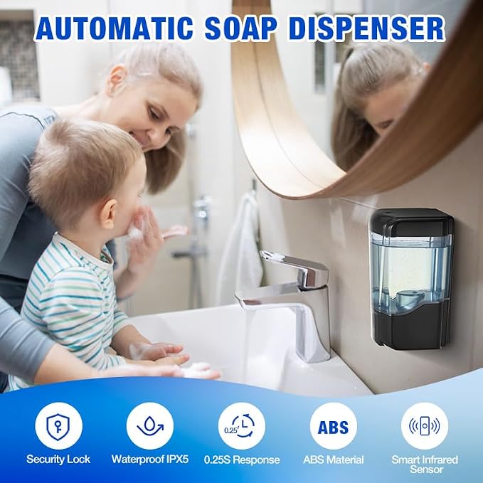2 Pack Automatic Soap Dispenser Touchless, 600 ml / 20 oz Commercial Hand Soap - Image 5