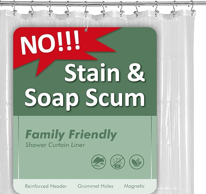 Barossa Design Super Long Clear Shower Curtain Liner, 72 Wide x 108 Height - Image 2