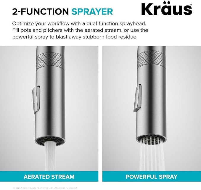 KRAUS Oletto Modern Industrial Pull-Down Single Handle Kitchen Faucet in Matte - Image 9