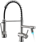 LED Kitchen Faucet with Pull Down Sprayer, Brushed Nickel Faucet by KICIMPRO