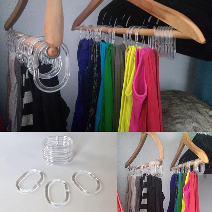 24 Pcs Clear Plastic Shower Curtain Hooks - Image 5