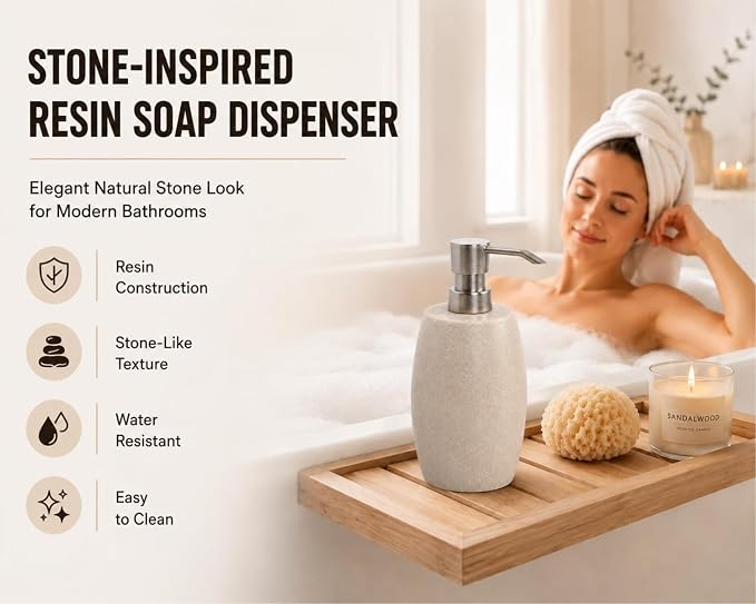 Clasin Home Sandstone Textured Resin Soap Dispenser - Image 7