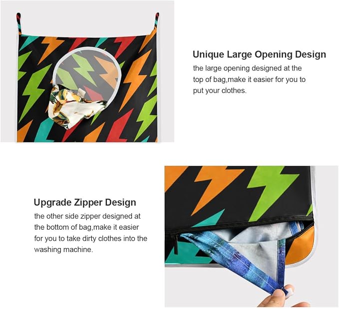 2PCS Hanging Laundry Hamper Bag Over the Door Laundry Hamper Wall Hamper Large - Image 4