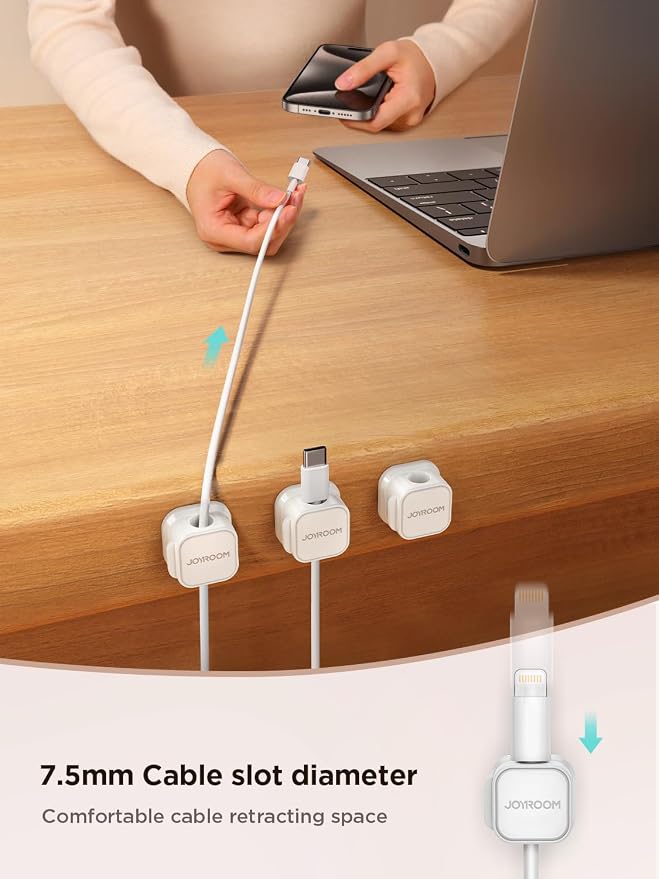 JOYROOM 12 Pack Magnetic Cable Clips, Cord Organizer Adhesive Wire Holder | - Image 3