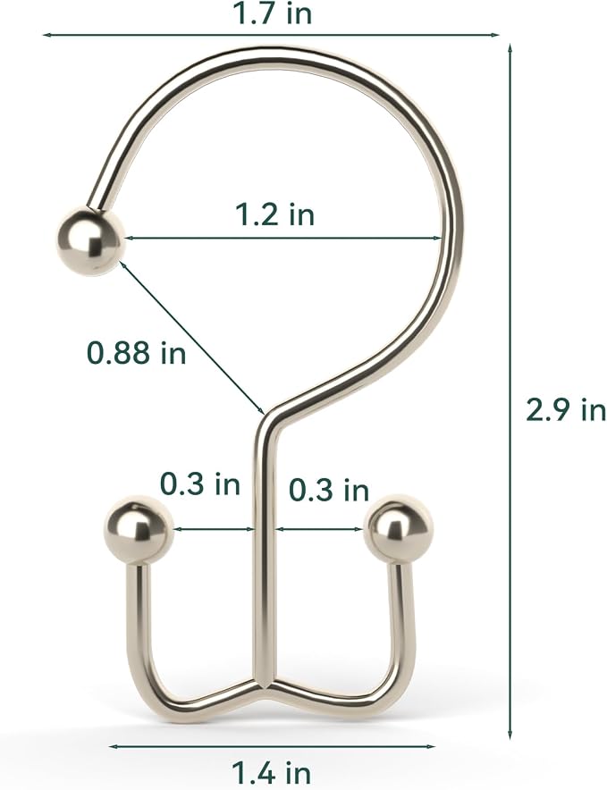 Shower Curtain Hooks, Durable Shower Curtain Rings Rust Proof, Double Glide - Image 4