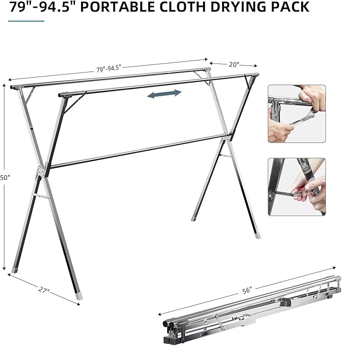 95" Clothes Drying Rack, Laundry Drying Rack Clothing - Image 6