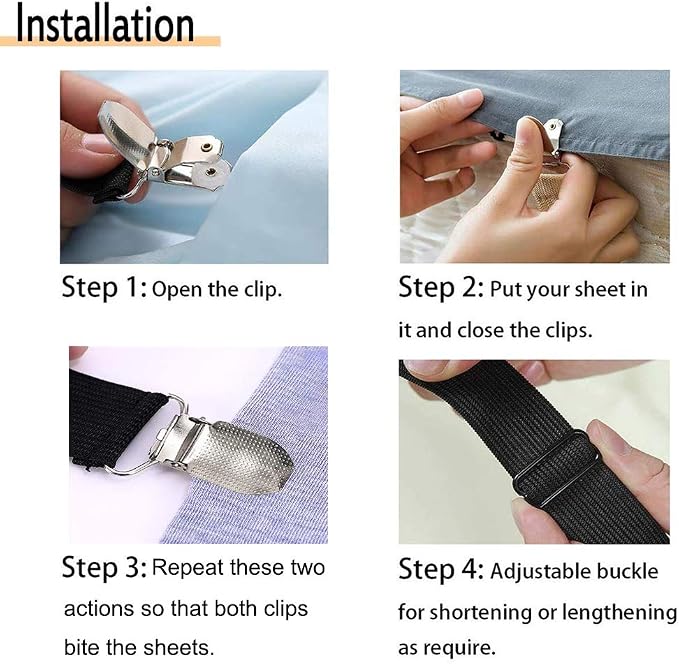 4Pcs Adjustable Crisscross Fitted Sheet Band Straps Grippers Suspenders - Image 5