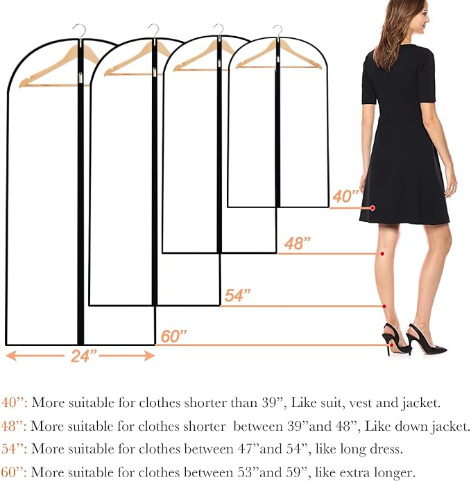 Clear Garment Bags for Hanging Clothes Travel Clothes Storage Bags Closet Cover - Image 2