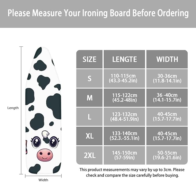 Cute Cow Pattern Ironing Board Cover 18x58 Ironing Board Cover, Resist - Image 6