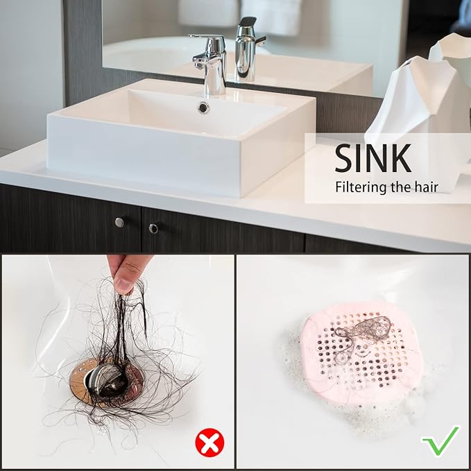 2 Pack Drain Hair Catcher Silicone Bathroom Accessories Shower Drain Protector - Image 7