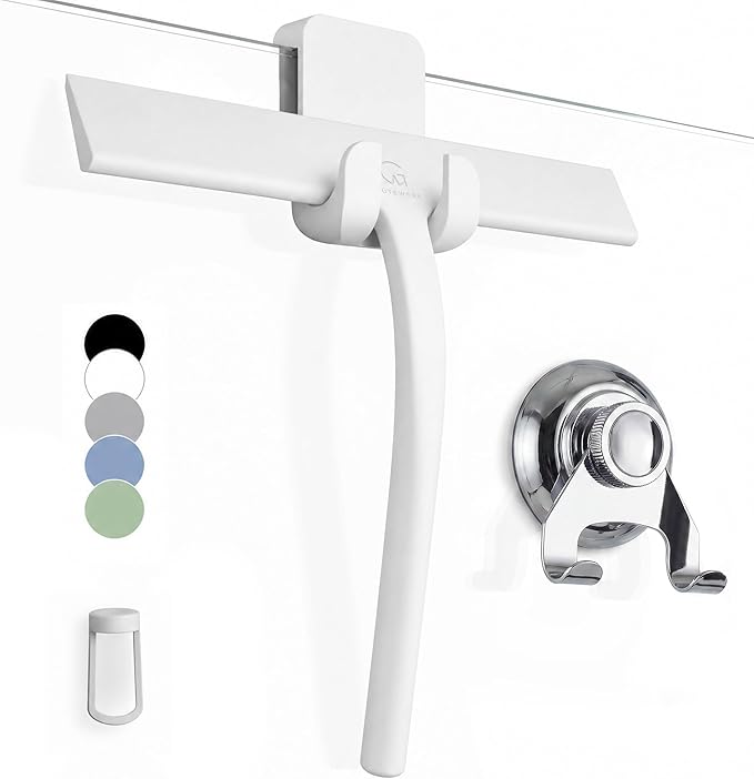 Silicone Shower Squeegee with 3-in-1 No-Drill Mount, Streak-Free & No-Squeak by G%C3%9CTEWERK