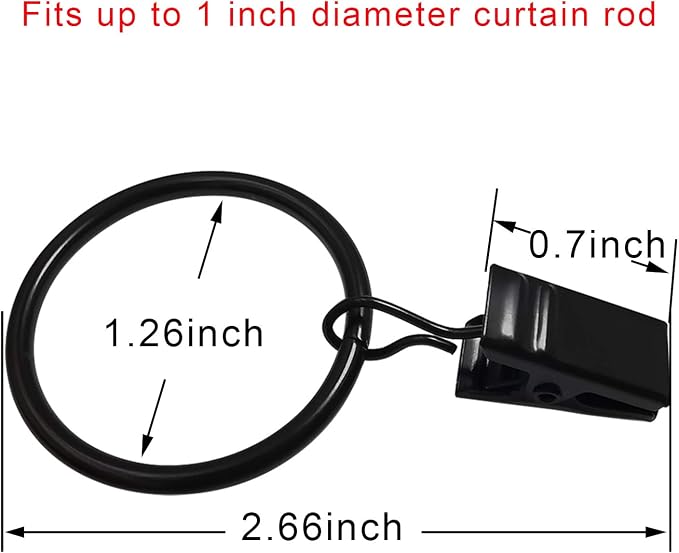 90 Pack Curtain Rings with Clips, Drapery Clips with Rings, Drapes Rings 1.26 - Image 2