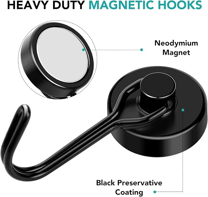 DIYMAG Magnetic Hooks, 80LBS Heavy Duty 4 Pack 2026 Cruise Ship Essentials - Image 3