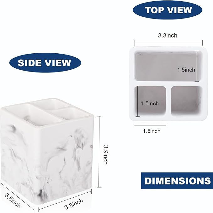 Diatomite Toothbrush Holders Tooth Brush Organizer, 2 Pack, Marble White | - Image 5