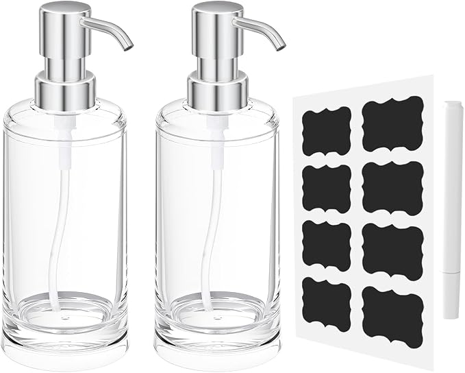 Clear Plastic Soap Dispenser Set of 2, 10 oz Pumps by APLOP
