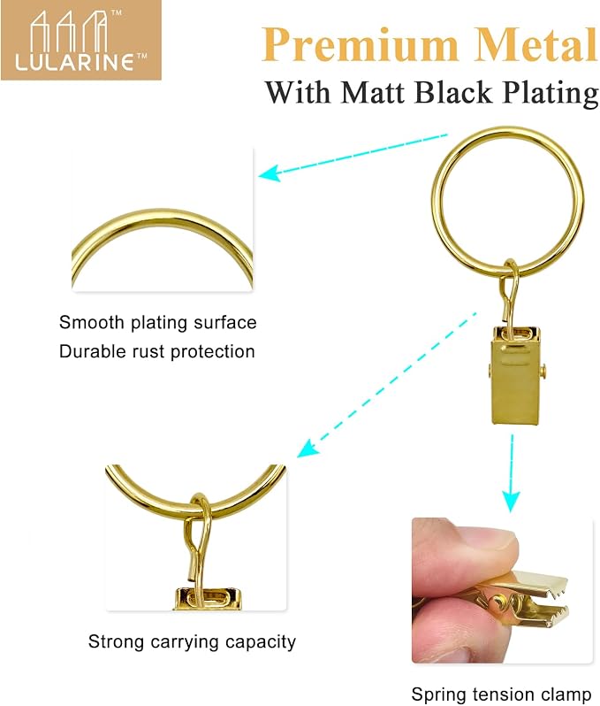 42 Pack Curtain Rod Clip Rings, Drapery Ring - Image 3